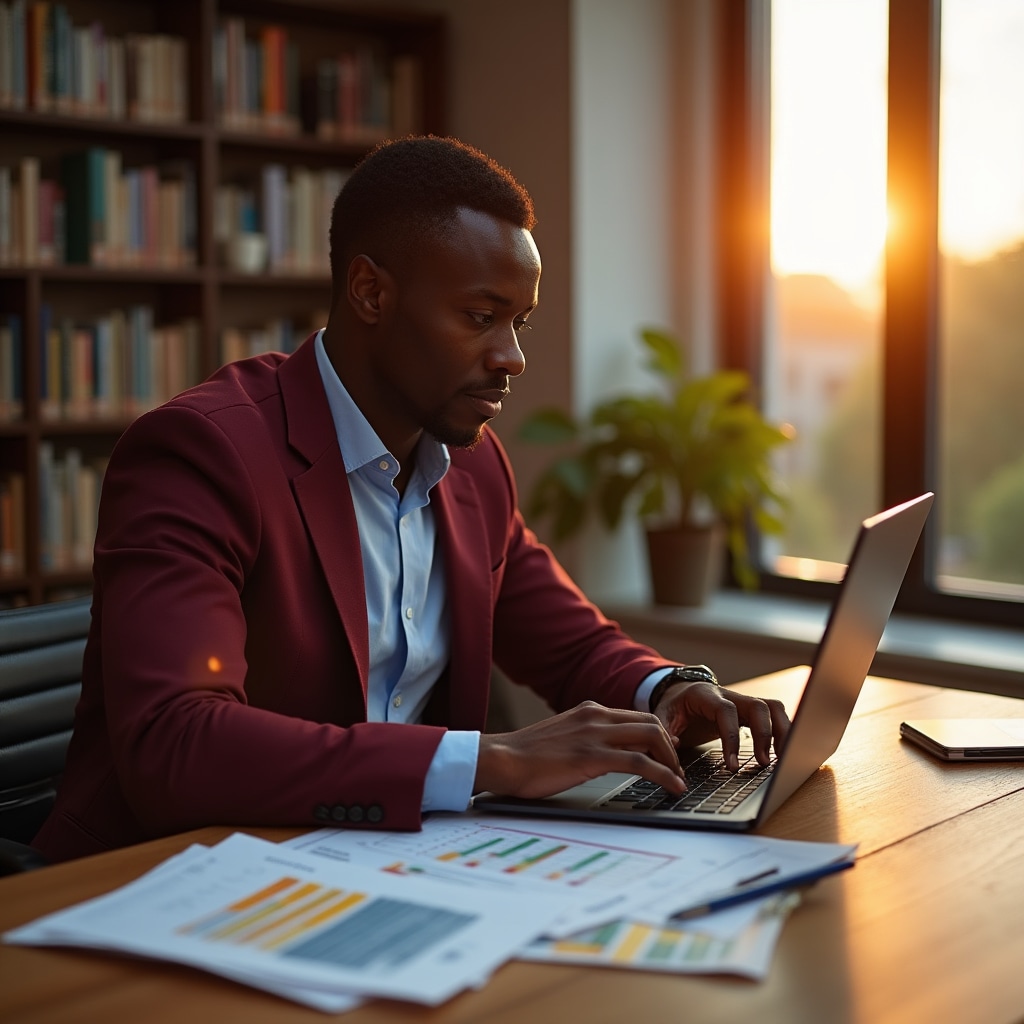 Energy consultant analyzing solar installation data